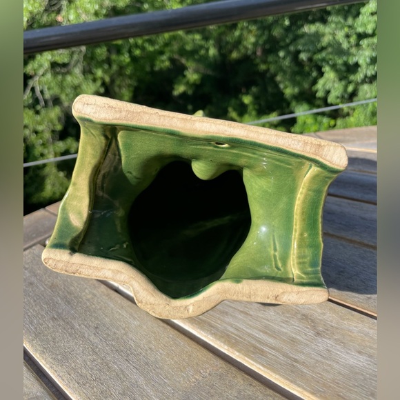 Vintage McCOY OWL STATUE Perched On Log Green Glaze - Picture 5 of 7